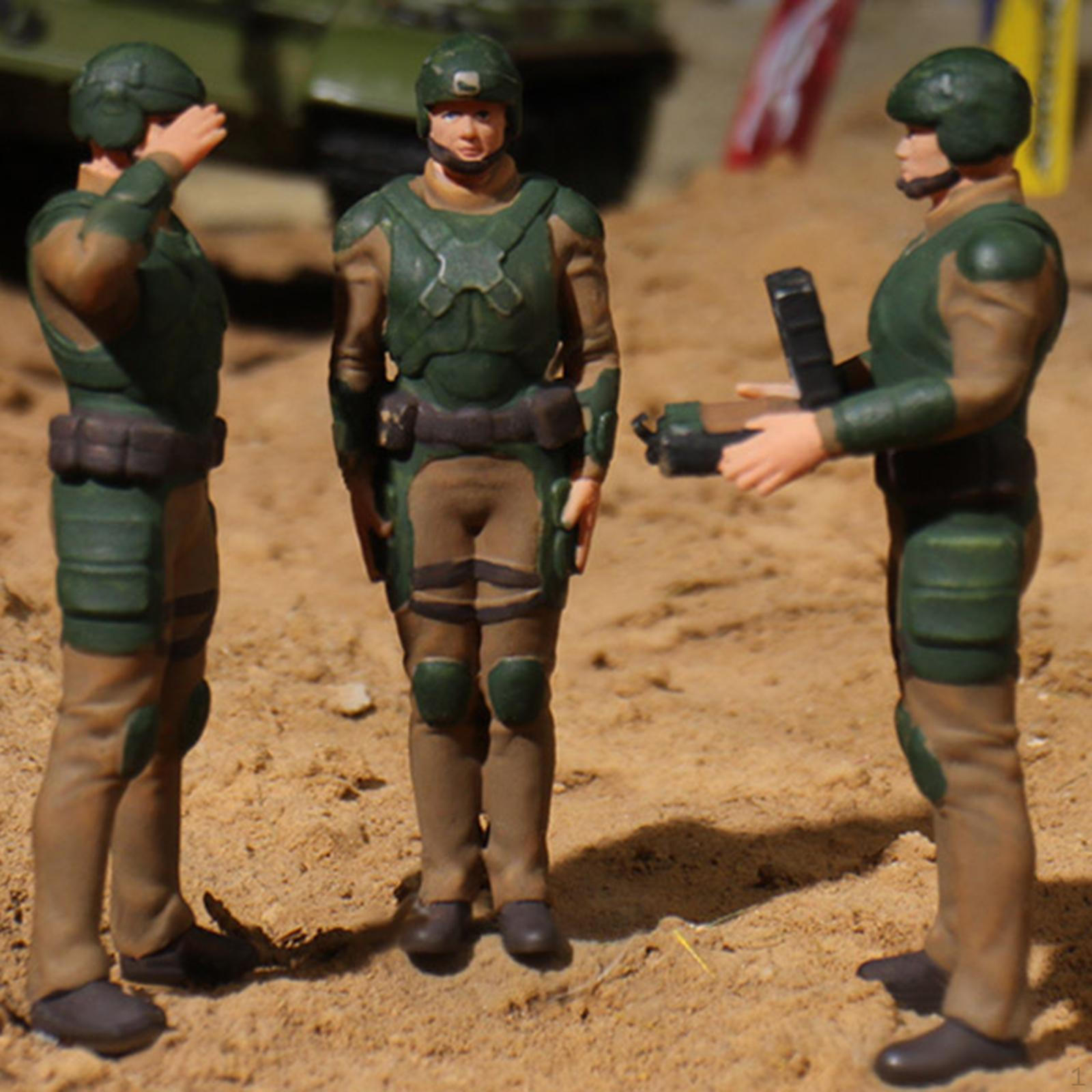 3 Pieces 1/64 Scale Miniature Figure Diorama Figures Realistic Painted Layout for Doll