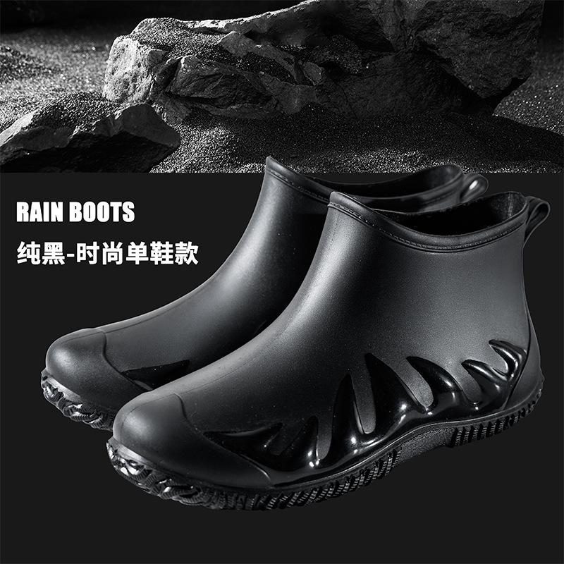 Water Shoes Men's Rain Shoes Men's Low-top Rain-proof Short Tube Non-slip Rain Boots Velvet Cotton Water Boots Work Rubber Shoes