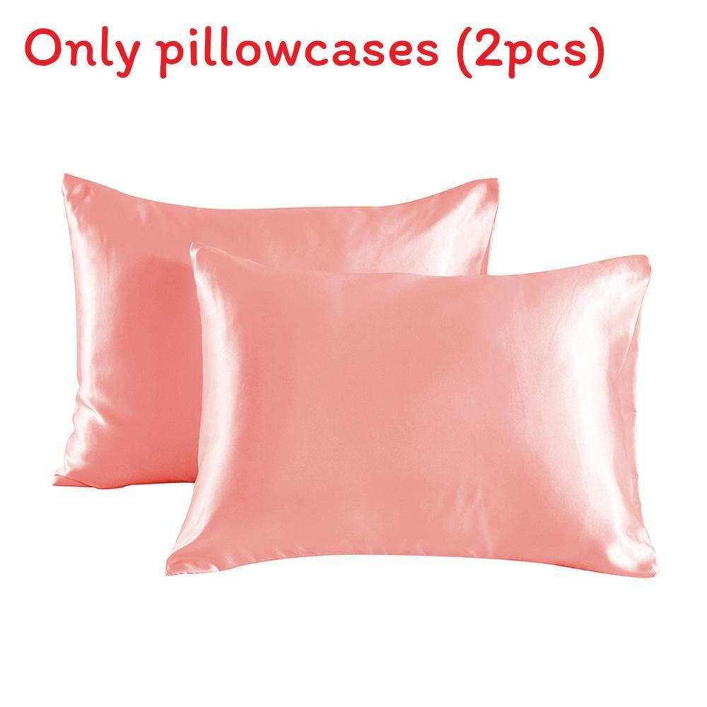 2pcs Soft Smooth Solid Color Double Sided Design Pillowcase With Hidden Zipper