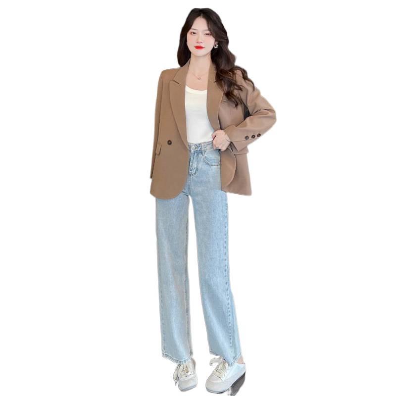 2026 Autumn Korean Street Style Loose Coffee Suit Jacket for Women