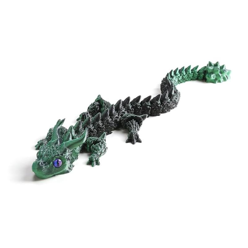 Fun 3D Printed Articulated Dragon 30cm Fidget Craft Ornament Cute Desktop Decor Gift for Children Adults Home Office Use