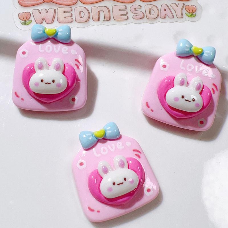 10Pcs New Cute Resin Mini Rabbit Bear Cake Rainbow Series Flat Back Manicure Parts Embellishments For Hair Bows Accessories
