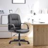 Ergonomic and Swivel Office Chair, Office Armchair with Adjustable Height In Faux Leather 60x60x94-103cm Black