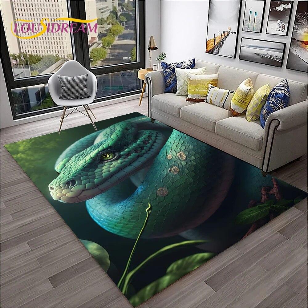 Gothic Serpent Viper 3D Python Snake Carpet Rug for Home Living Room Bedroom Sofa Doormat Decor,kids Area Rug Non-slip Floor Mat