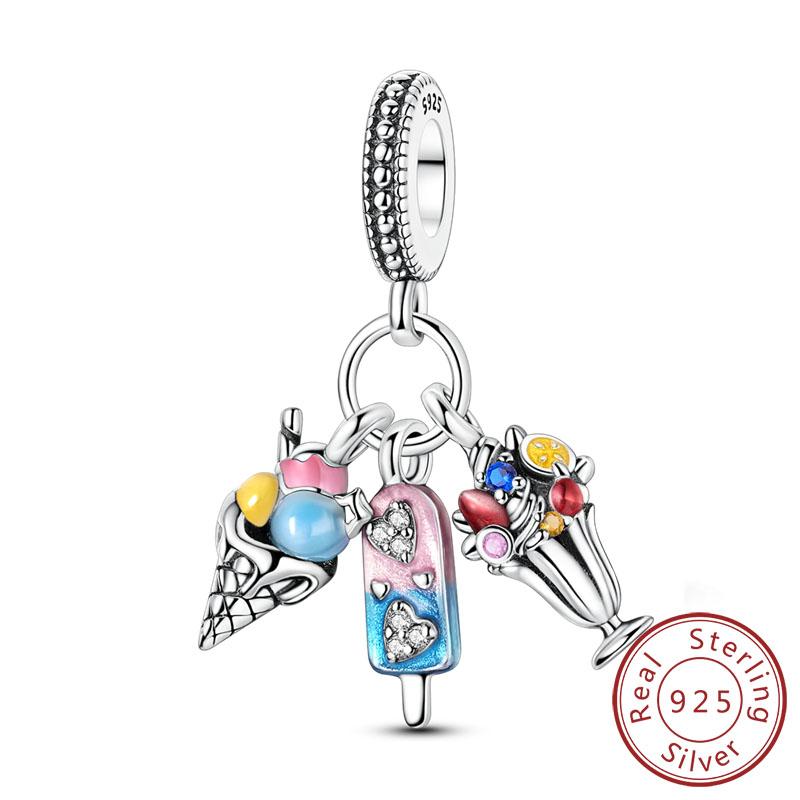 New Copper Charms Beads Pendants Summer Ocean Turtle Beach Fruit Shell Blue Charm For Women Bracelet Jewelry Gift