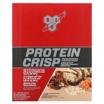 Protein Crisp, Protein Bar, Salted Toffee Pretzel, 12 Bars, 57g (2.01oz) Each