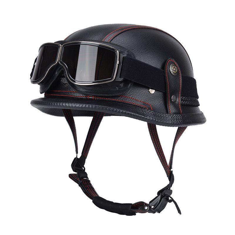 Pedal German Helmet Cruise Vintage Half Helmet Harley Men Motorcycle Helmet Locomotive Scaler Helmet Soldier Helmet Leather Helmet