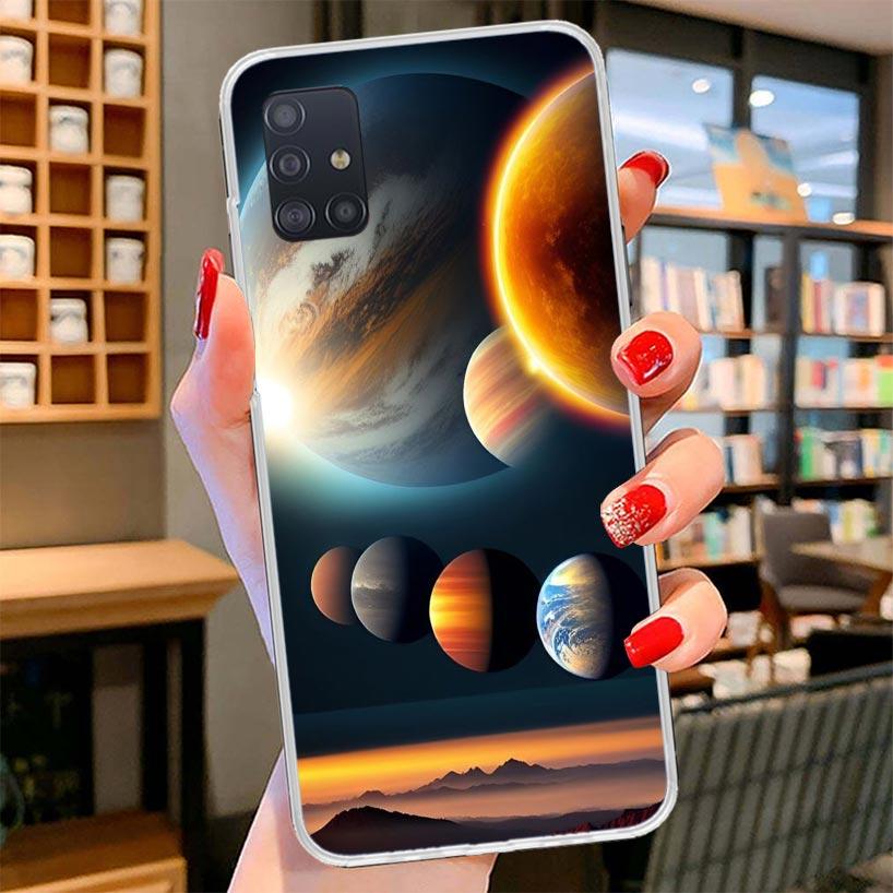 Erdsterne Weltraum Abdeckung Handyhülle Für Samsung Galaxy A12 A22 A32 A52 A72 A02S Handyhülle Note 20 Ultra 10 S10 Plus A51 A71 A50S