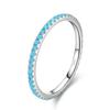 New Trendy Rainbow Simulated Diamond Stackable 925 Sterling Silver Eternity Ring for Women Wedding Finger Band Gift Z30