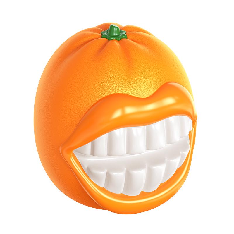 Orange Squeaky Chew Ball Dog Toothbrush Toy
