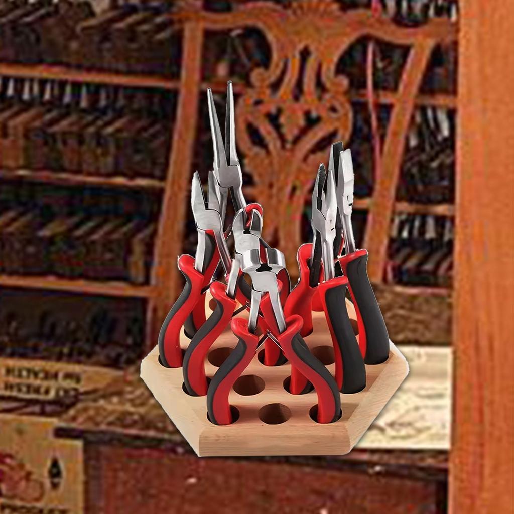 Hexagonal Shapes Wood Plier Racks Wood Pliers Storage Rack Practical Plier Organization Holders for Workbench