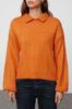 Women's Fashionable Stylish Sweater Orange Wide Fit Soft Textured Hair Braided Knitwear Sweater