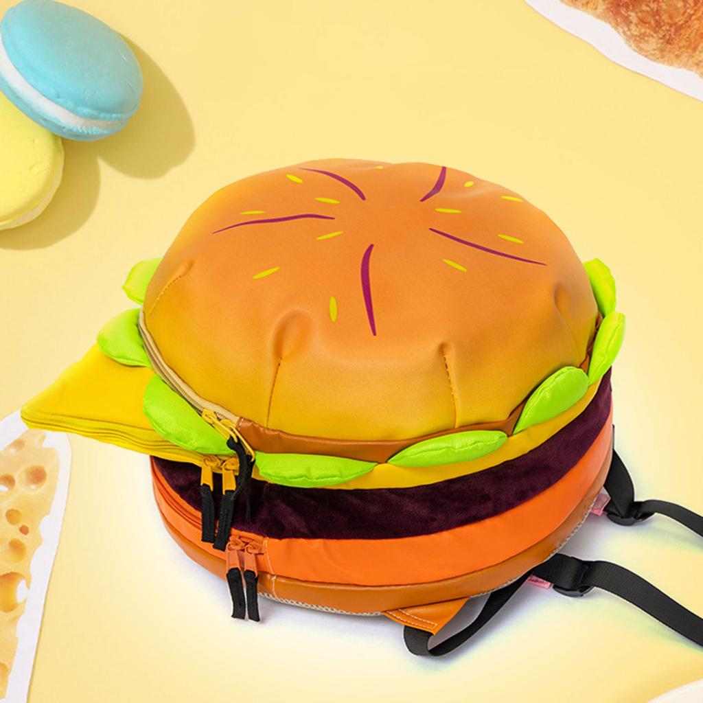 Novelty Hamburger Backpack Multi-Compartment Hamburger Backpack Schoolbag Supply,Cute Cartoon Book Bag,Kids Travel Backpacks