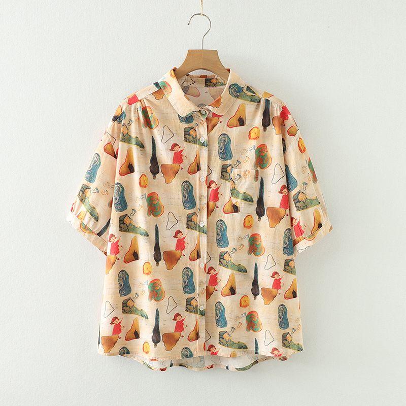 

2024 Лето Новое поступление Японский студенческий стиль Принт маленького утенка Свежий топ Свободная футболка с коротким рукавом Женская футболка Dark graffiti Free size 40.00 kg-69.00 kg