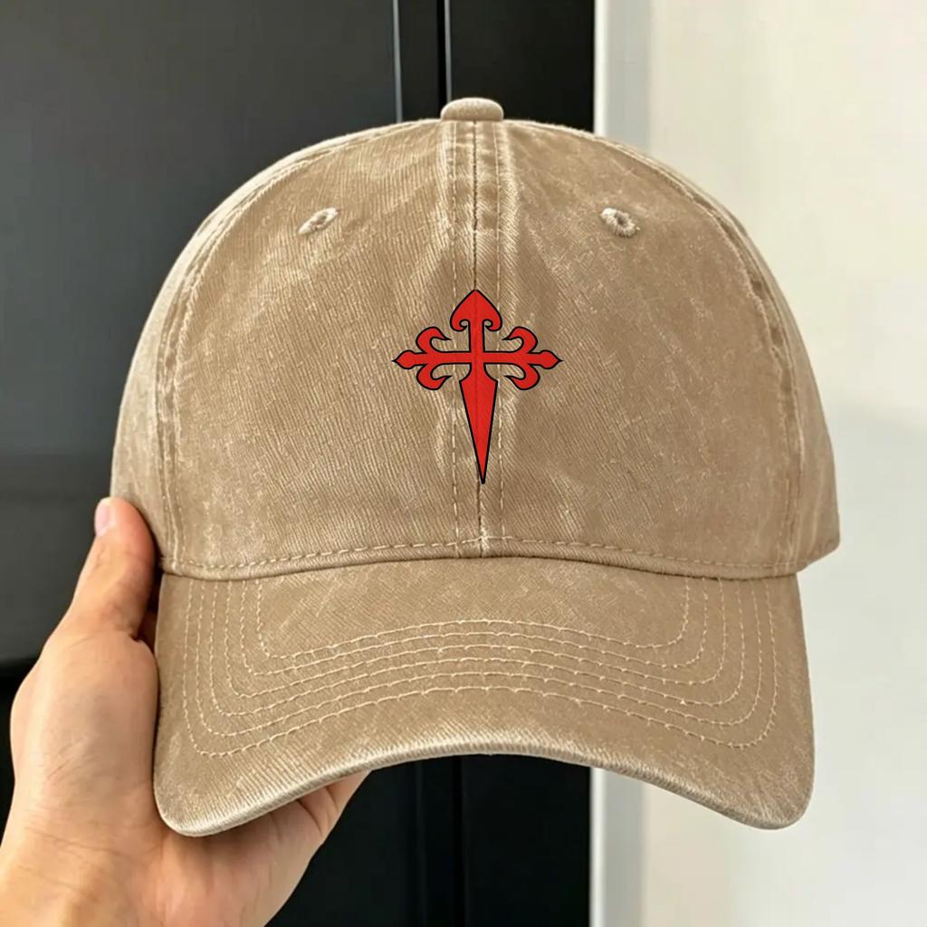 Cross Of Saint James Sun Baseball Cap Vintage Couple Women Washed Trucker Hat Sunscreen Print Outdoor Sports Baseball Caps Gift