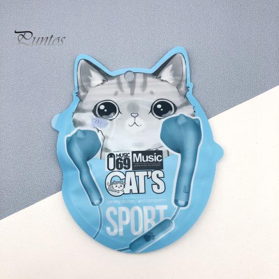 Kawakii Cat Earbuds Lovely Design HiFi Sound Quality Noise Reduction Mic Enhanced Brass 3.5mm In-ear Wired Headphones