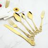 Royal 6/30Pcs Gold Dinnerware Knife Fork Long Ice Spoons Flatware Stainless Steel Cutlery Set Kitchen Silverware Tableware Set
