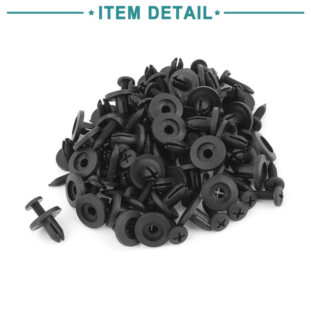 ACROPIX 50pcs Universal 6mm Black Plastic Push Rivet Bumper Pin Clip