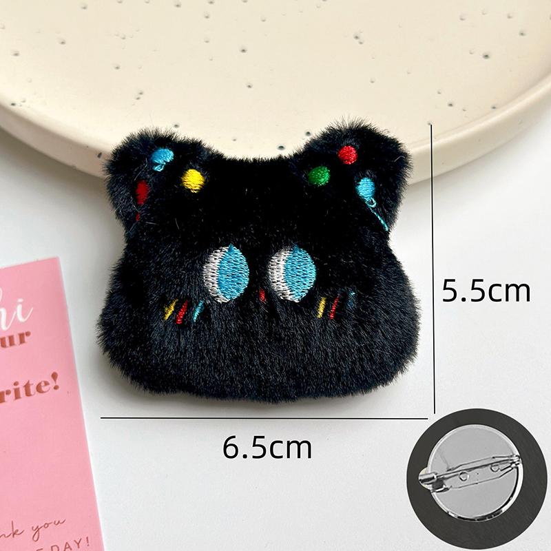 Cute Cat Plush Doll Brooch Fluffy Soft Stuffed Clothes Badge Pins Backpacks Decoration Accessories