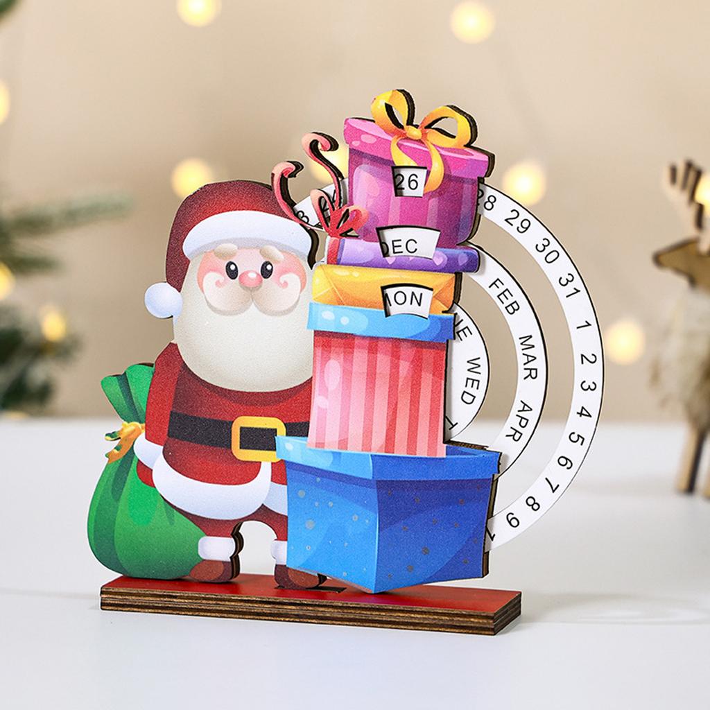 Christmas Countdown Advent Calendar,Wooden Rotatable Tabletop Calendar Ornament Merry Christmas Sign Xmas Decorations Centerpiece For Home Table