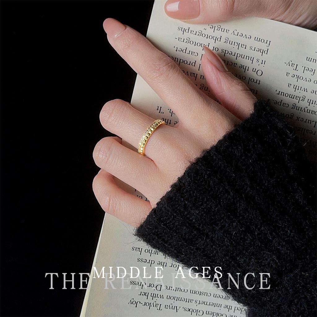

Light plated 14K zircon ring geometric Hong Kong style retro literary index finger ring