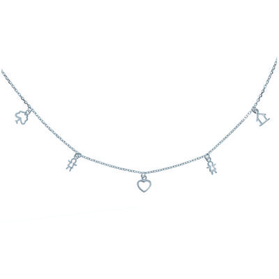 [K4159] - Silver Necklace 'Happiness' Silver - 10x8 Mm