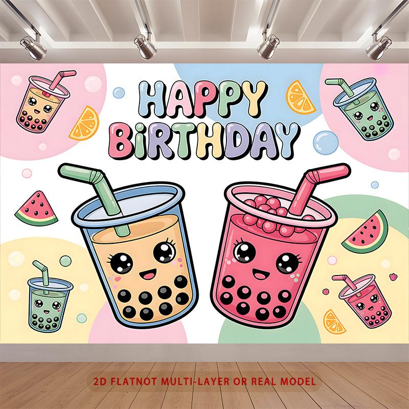 Party Backdrop Happy Birthday Birthday Multicolor Photo Booth Background Wall Decor