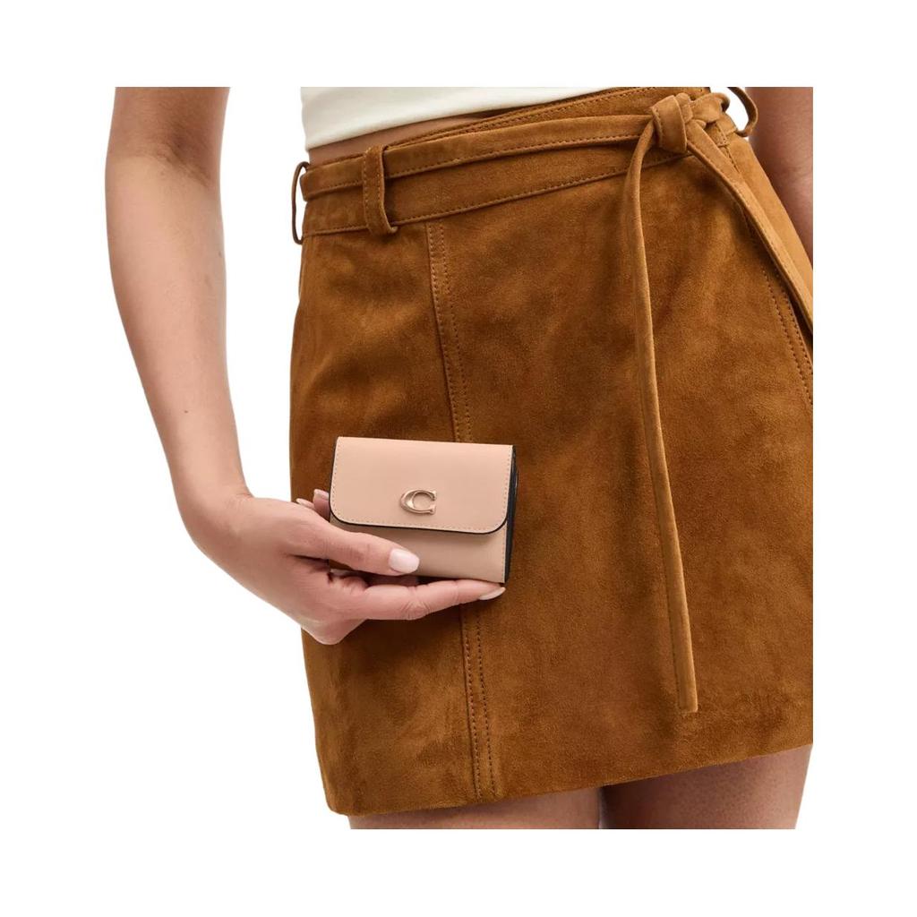 Coach Essential 10 Flap Snap Design Leather Wallet Women Wallet Light-Brown CBF60-B4U3