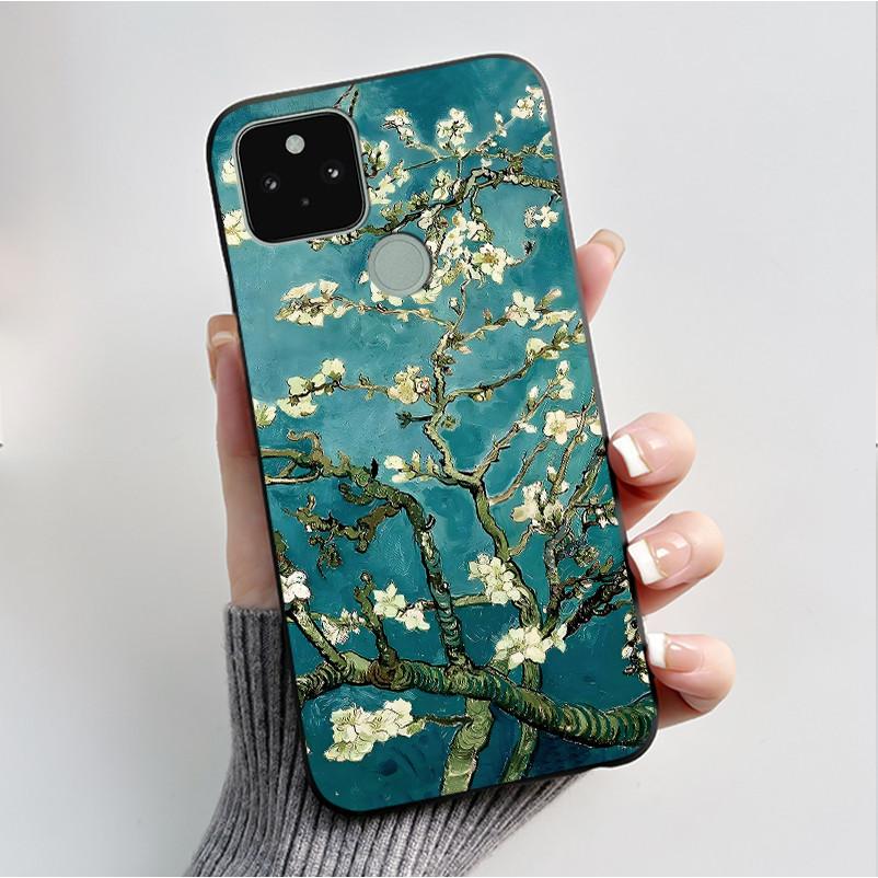 Silikonhülle für Google Pixel 5 Pixel 5A Pixel5 Pixel5A Weiche Abdeckung Luxus Mode Schmetterlingsblumen Bemalt Schwarz Handyhülle