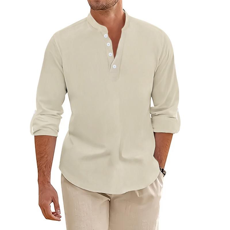 

Мужская рубашка с длинными рукавами из хлопка и льна с разрезом Рубашка поло Мужская рубашка Рубашки поло Мужские XXXL хаки