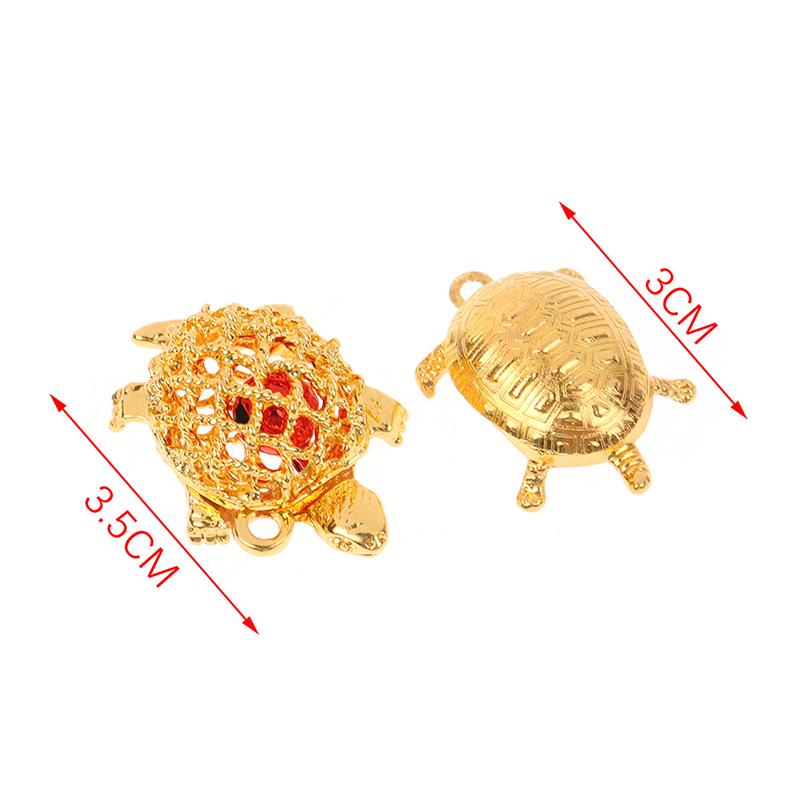 1Pc Feng Shui Golden Tortoise Pendant 3Cm Golden Turtle Auspicious Lucky Keychain Charm Ornaments Gift Home Car Office Decoration