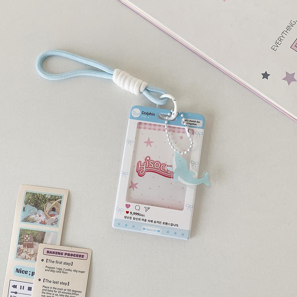3 Inch Photocard Holder Lightweight Sliding Cover Card Sleeve Cartoon Acrylic Card Holder Colorful Cute Animal Keychain For Gift
