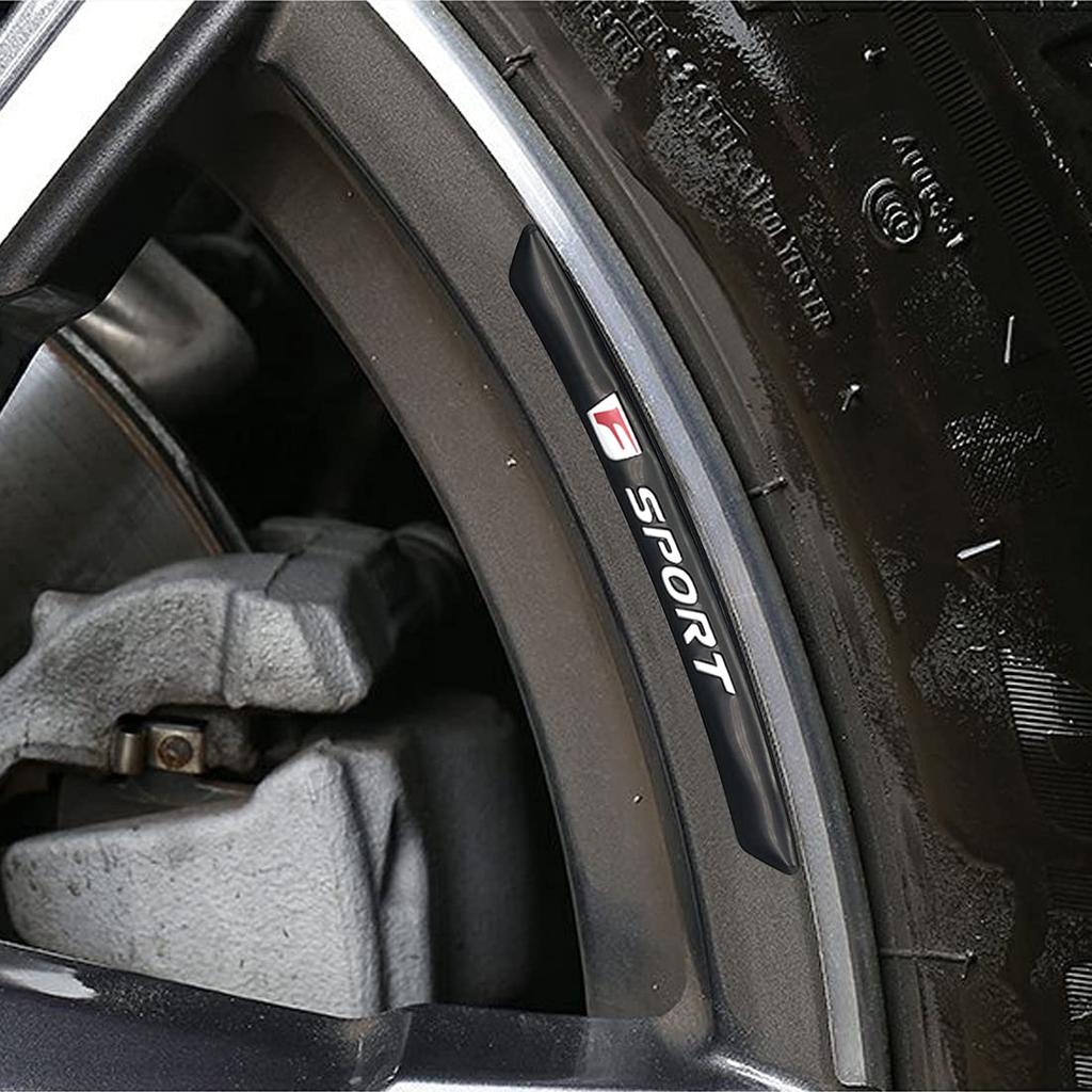 Bokos Wheel Sticker Rim Sticker for Lexus 3D Design Auto Motorcycle Bicycle Universal (F, Black)