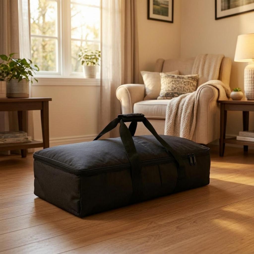 Padded Speaker Bag with Interior Divider Safekeeping for Performances, Karaoke