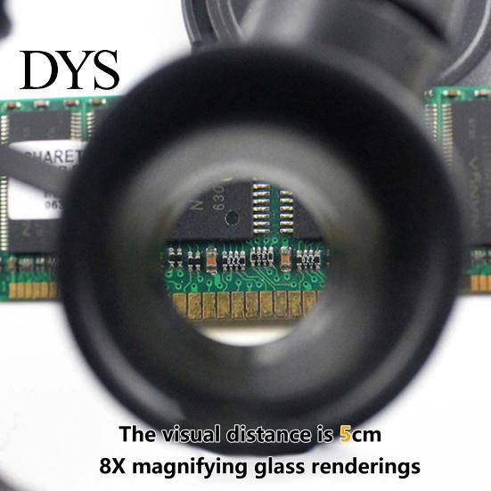 Magnifying Glass 1 Set Head Mount Magnifier 2 LED Lights Adjustable Loupe Dimmable 8/15/23 Times Circuit Board Headband Home Supply Head-mounted
