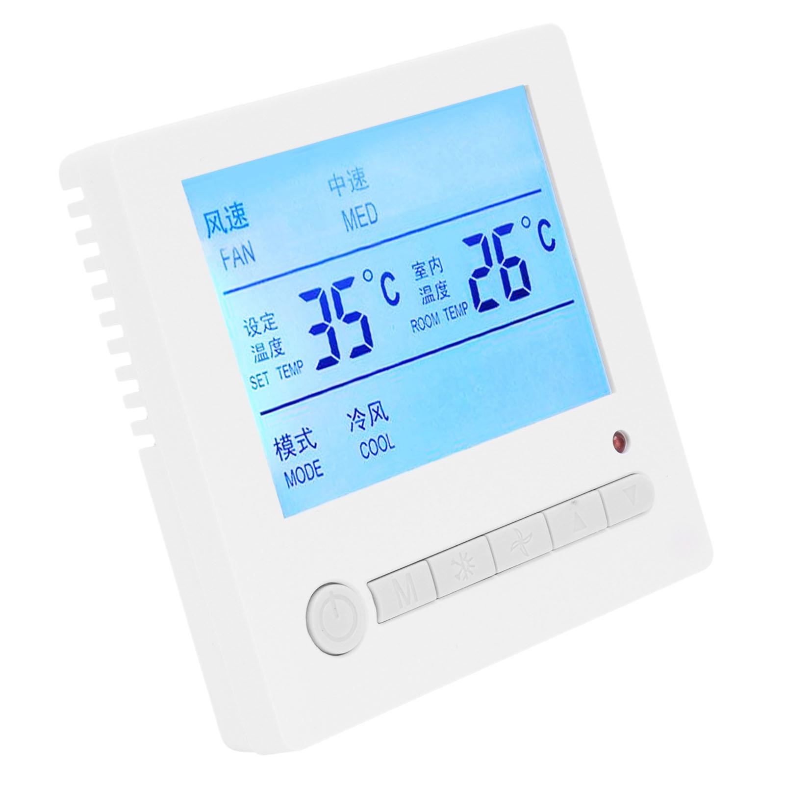 AC220V Интеллектуальный ЖК-термостат Контроллер температуры фанкойла Панель переключения кондиционера