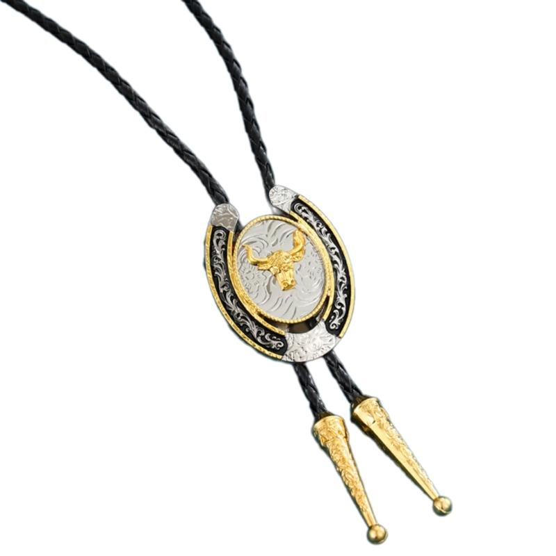 Плетеный галстук-боло с головой оленя и подвеской в виде буквы, ковбойский галстук-колье