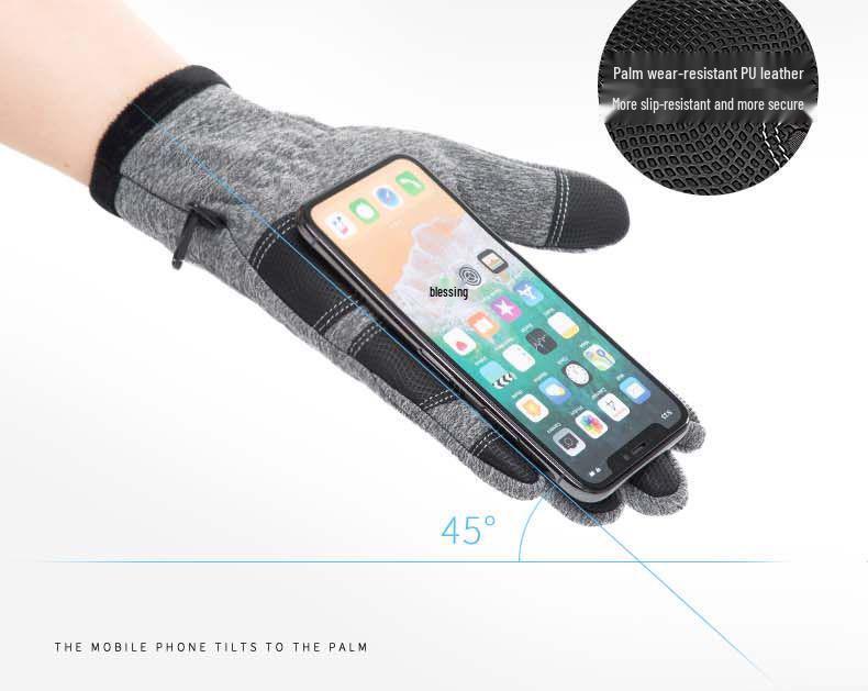 Autumn/Winter Warm Windproof Water-Repellent Non-Slip Touchscreen Two-Finger Fishing Cycling Gloves