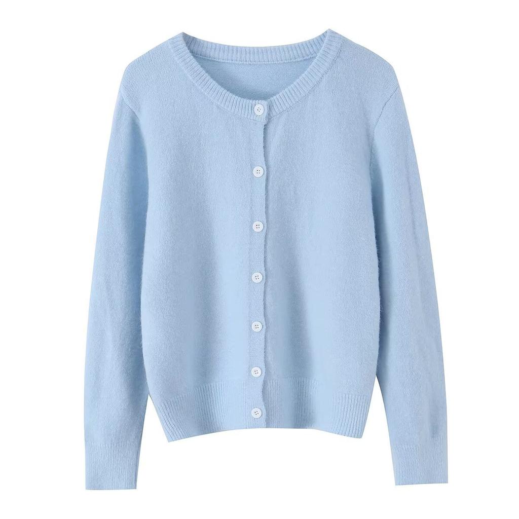 European and American Style, New Women's Clothing, Foreign Style, Versatile, Fashionable, Fashionable, Solid Color Cardigan Sweater