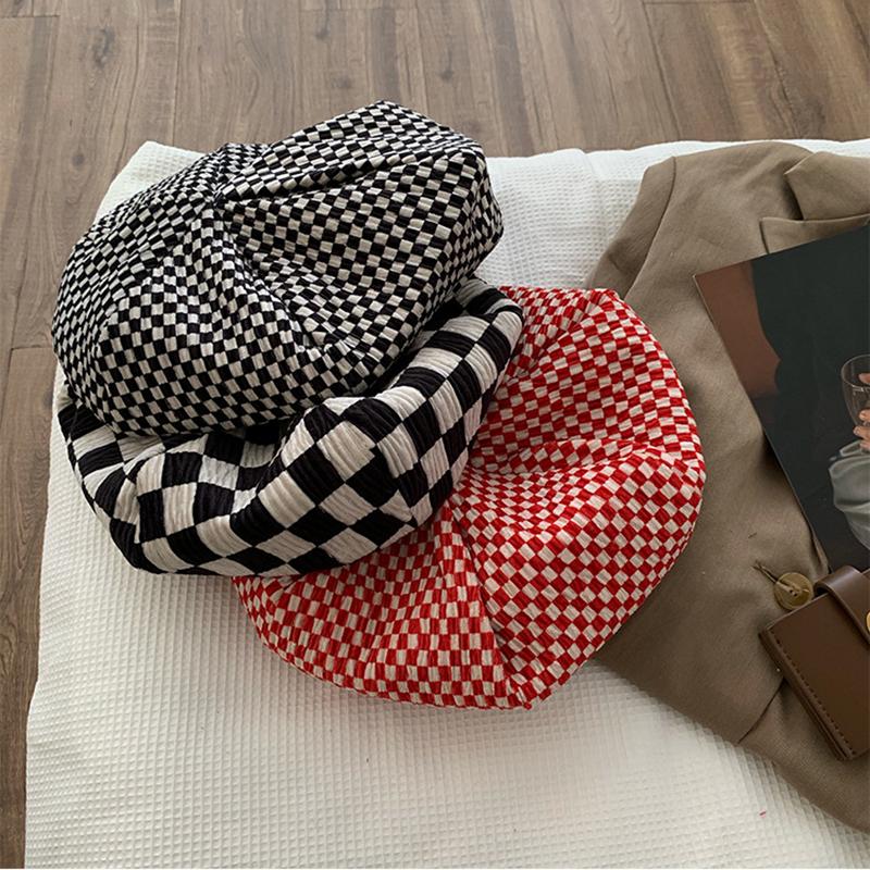 Checkerboard Grid Beret Hat Fashion Winter Autumn for Woman Retro Berets Girl Plaid Adjustable Painter Hat Casual Street Beret Hat