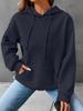 2025 New Women's Loose Hooded Long-sleeved Stitching Sweater Leisure Versatile Round Neck Solid Color Waffle Knit Hoodie