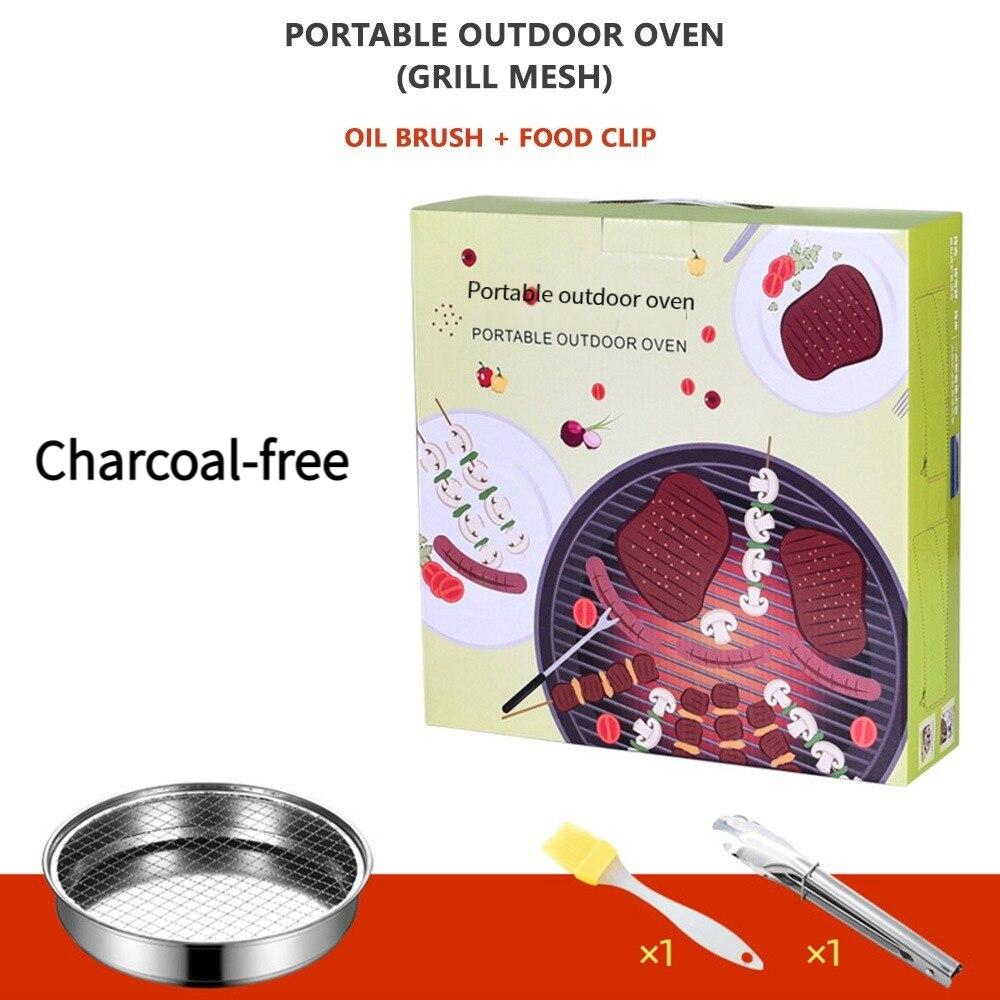 

Одноразовый портативный гриль для пикника и ужина на свежем воздухе с зажимом для тарелки и щеткой для масла, тарелка для барбекю без древесного угля