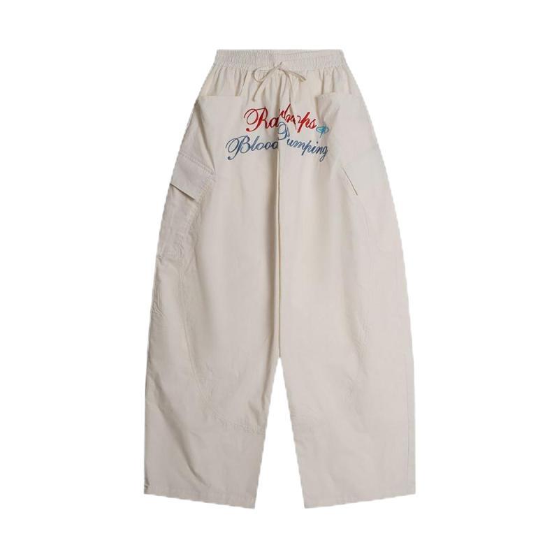 

Цветные вышитые брюки парашютиста мужские и женские летние тонкие быстросохнущие повседневные брюки-шаровары cleanfit широкие брюки 2XL абрикосовый