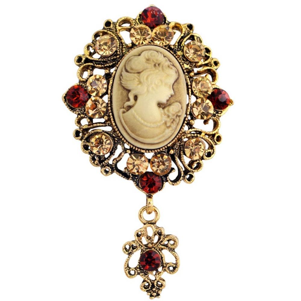 Head Design Crystal Rhinestones Brooches Vintage Style Gothic Brooches Women's Accessories