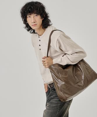 The-Abon Pio Faux Leather Shoulder Bag Brown