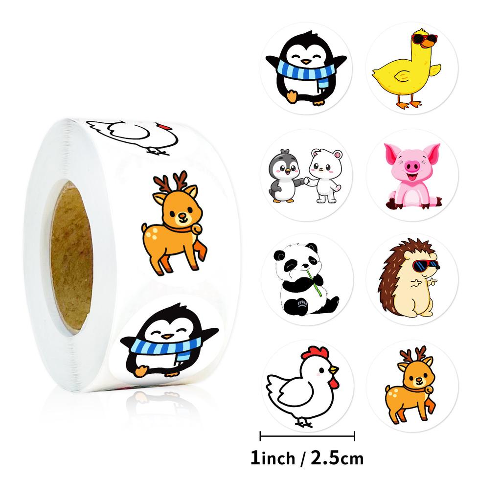 500 Sheets/Roll Cute Little Animal Roll Roll Sticker Children'S Cartoon Hedgehog Deer Cartoon Mix And Match Sticker