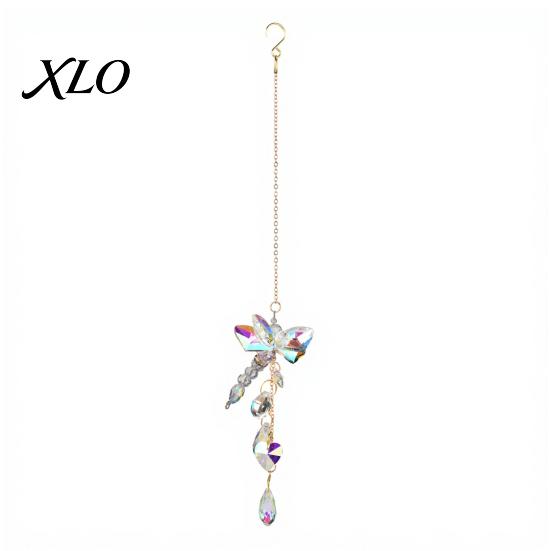 Sparkling Window Suncatcher Pendants Butterfly & Dragonfly Crystal Suncatcher, Colorful Rainbow Maker Prism Hanging Elegant Glass Wind Chimes