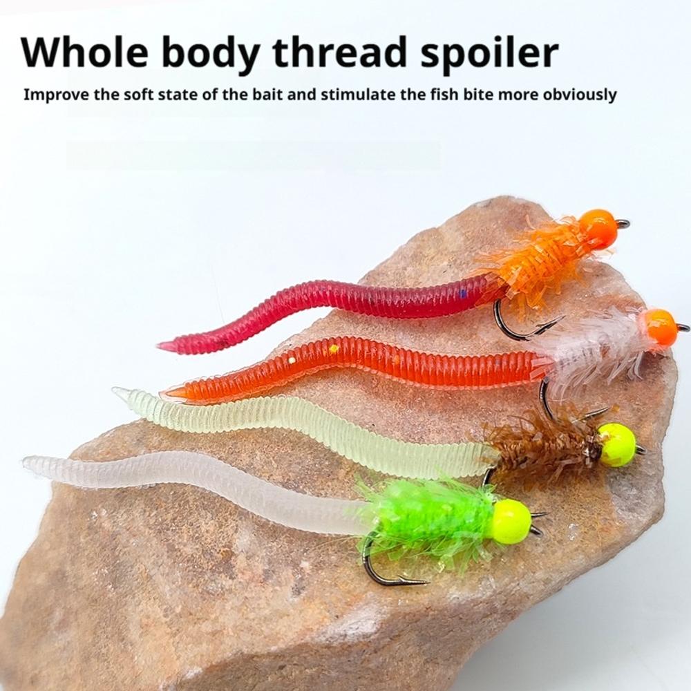 Crappie Lures Kit Silicone Soft Squirmy Worm Fly Fishing Bait, Artificial Earthworm Baits Fishing Lure Worms for Crappie Fishing