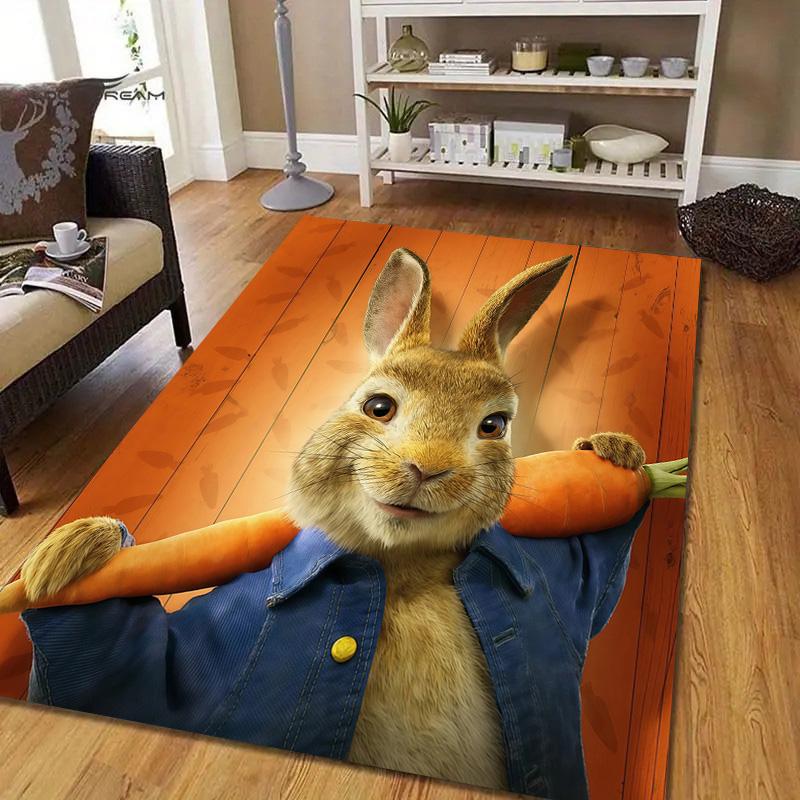 Peter Rabbit2 Flannel Pattern Square Carpet,Area Rug,Carpet Rug for Living Room Bedroom Sofa Playroom Decor,Non-slip Floor Mat