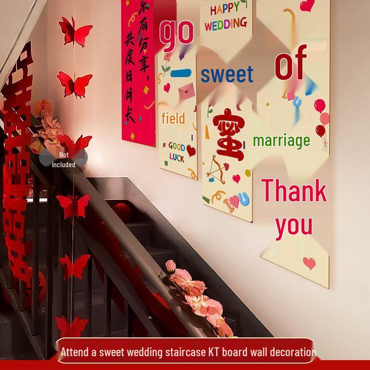 Wedding Staircase & Room Decor Set: Balloons & Floral Handrail Accents